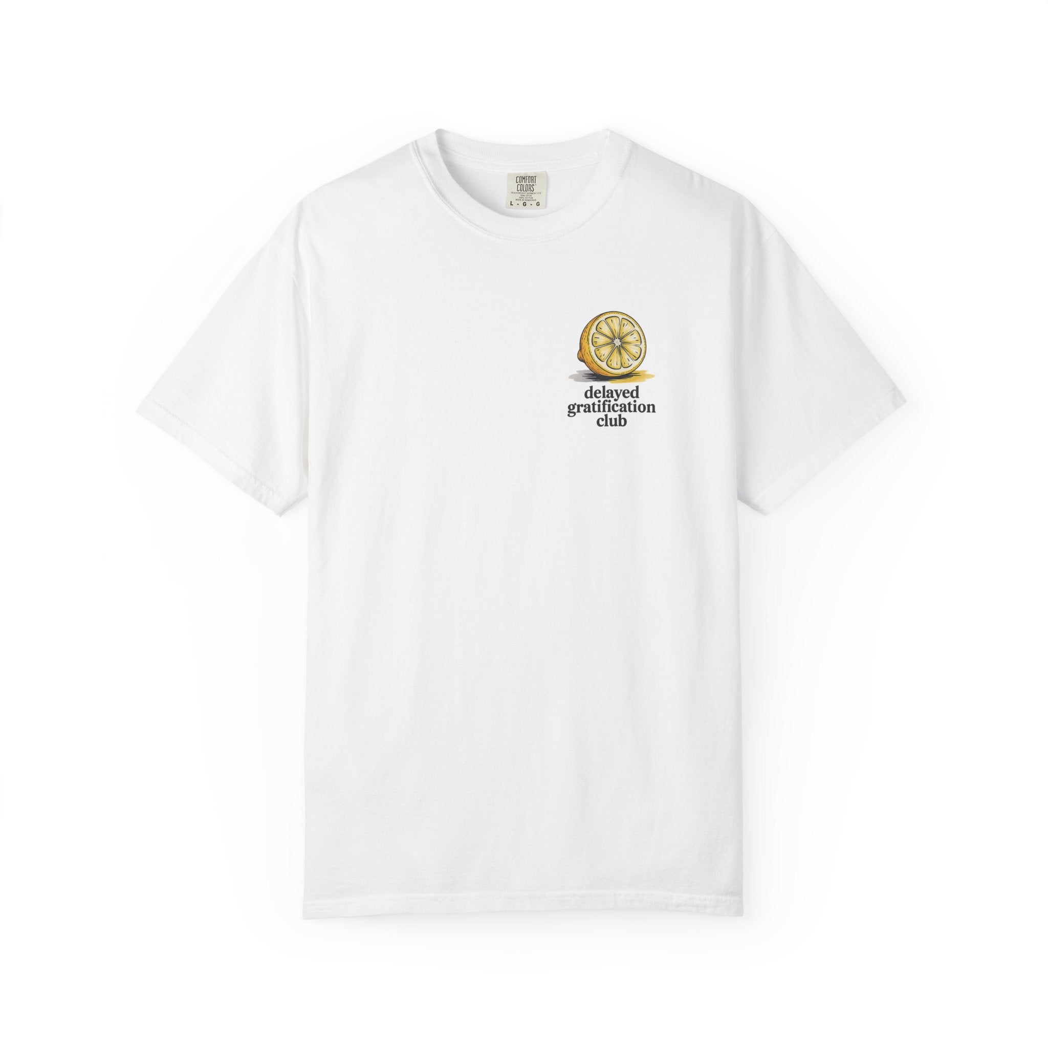 T-Shirt — “Delayed Gratification Club” Lemon Martini Graphic Tee